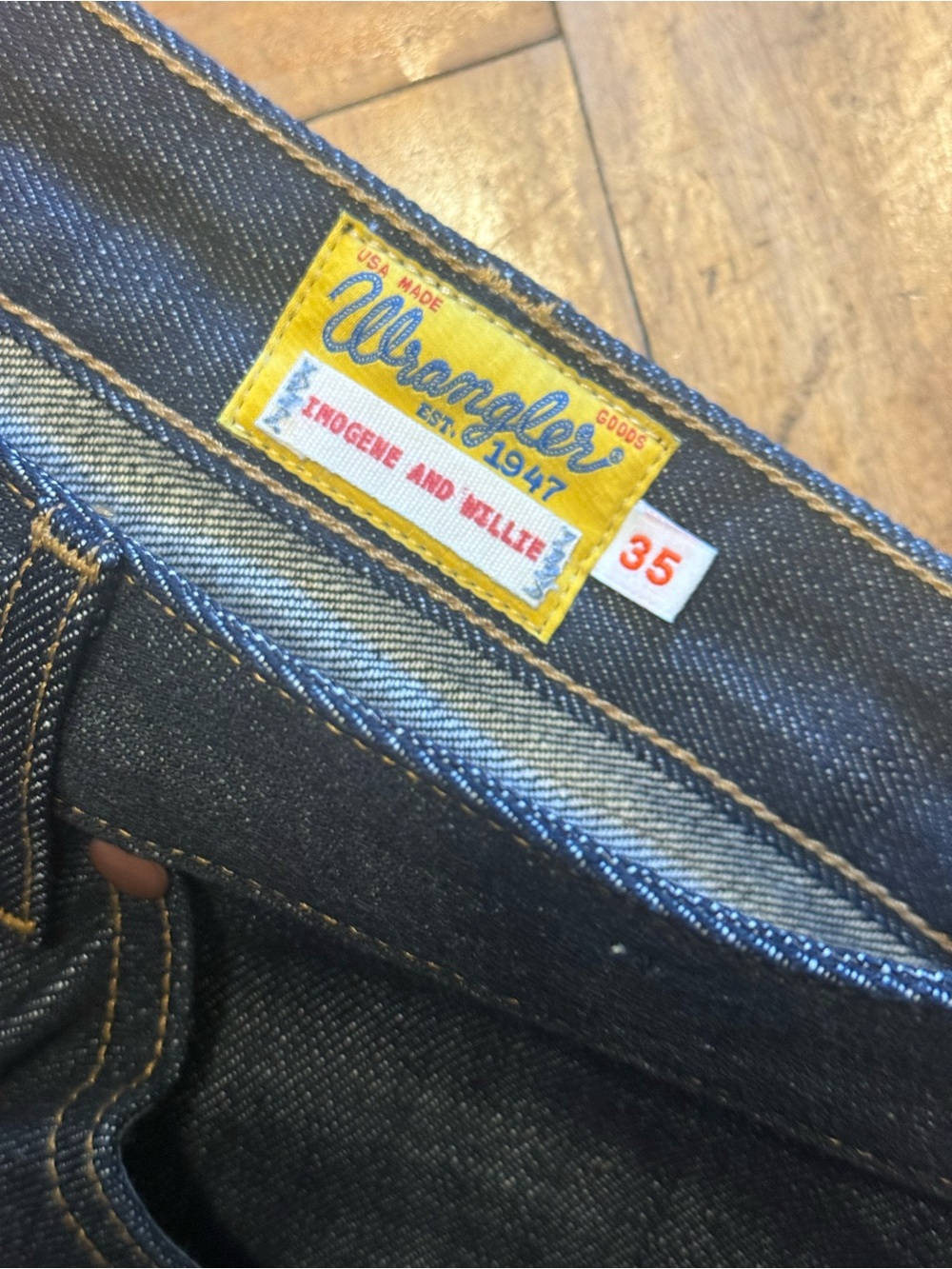imogene + willie x Wrangler 10MW white oak selvage denim